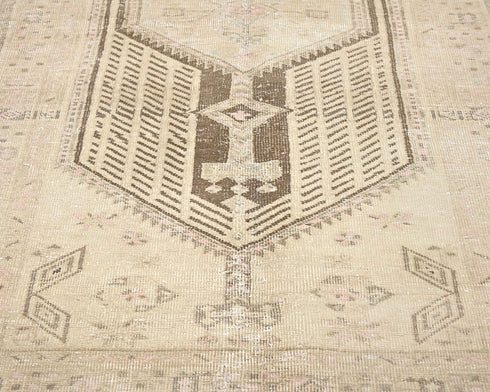 7 Ft Vintage Brown Persian Style Hand Knotted Low Pile Wool Runner Rug